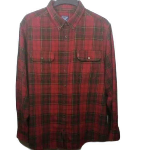 Faded Glory Mens 2XL Red/Black Plaid Long-sleeve Flannel Shirt Button Collar - Picture 3 of 12